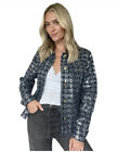 Six/Fifty Women’s Size Medium The Pixie Blue Denim Sequin Jacket MSRP $164