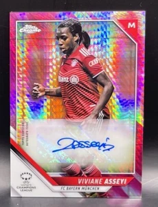 2021 VIVIANE ASSEYI TOPPS CHROME WOMENS CHAMPIONS LEAGUE SOCCER PINK PRISM /150 - Picture 1 of 7
