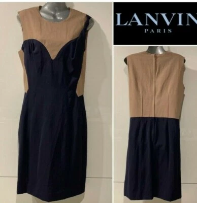 LANVIN France Wool,Linen,Cotton Navy,Honey Sheath Dress,Lined 42FR/14 Aust/10 US - Image 1 of 4