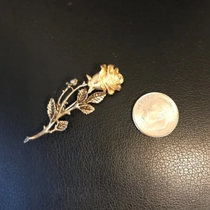 14K & Sterling Rose Brooch, 3.49 Grams - DF - Picture 1 of 2