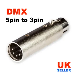 XLR 5 Pin Male to 3 Pin - Female DMX Adapter Conv. Stage Lighting - Picture 1 of 1