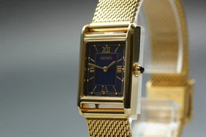 [NEAR MINT] SEIKO V115-0DA0 SOLAR TANK QUARTZ NAVY BLUE GOLD DAMENUHR JAPAN - Bild 1 von 10