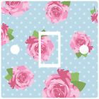 Set of 2 Blue Shabby Chic Pink Roses Power Socket Sticker vinyl skin cover decal