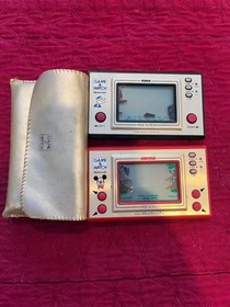 Nintendo Game & Watch Handheld Electronic Games Mickey Mouse & Popeye + Bag 