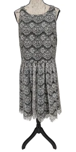 ELIZA J. Dress Size 16 Ivory Lace over Black Lining Boho Romantic Feminine - Picture 1 of 14