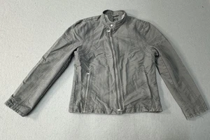 Armani Exchange Jacke Damen groß grau Moto Biker Reißverschluss Stehkragen Taschen AX - Bild 1 von 12