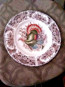 VINTAGE Johnson Brothers Vintage Wild Turkeys Native American 1 Dinner Plate - Picture 1 of 19