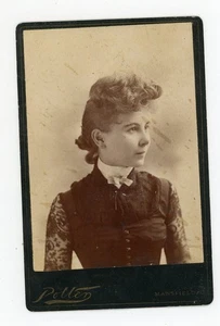 Adorable Damsel Lace Dress Antique Cabinet Card Photo Portrait Mansfield Ohio - Picture 1 of 2