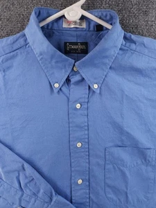 Gitman Bros Pinpoint 17.5 35 Oxford TTX USA Cotton Button-Down Blue Solid Men - Picture 1 of 16