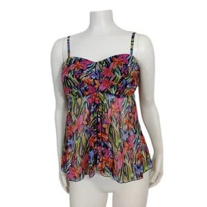 LOVELY Womens Fit 4 U Floral Padded Twist Bandeau Tankini Swimsuit Top 10 - Picture 1 of 5