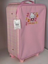 NEW  VINTAGE 1976 SANRIO HELLO KITTY SUITCASE TRAVEL LUGGAGE ROLLING PINK PLAID