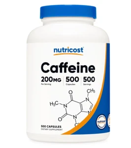Nutricost Caffeine Pills, 200mg Per Serving, 500 Caps - Picture 1 of 5