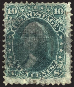 U.S. #96 10c Green 1868 VF-XF Used ::F Grill:: CV $260++ - Picture 1 of 2