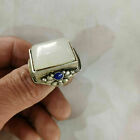 Collect Old Craftsmanship and Make Old Silver Inlaid White Jade Silver Rings
