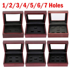 1-7 Holes Championship Ring Display Case Box Wooden Collection storage Box US - Picture 1 of 29