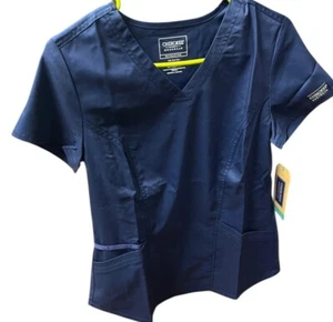 Cherokee Workwear Revolution WW612P Petite V-neck Scrubs Top Size XS Navy Blue - Picture 1 of 11