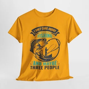 T-shirt maglietta unisex cotone pesante I Love Fishing 'Solo cura della pesca' - Foto 1 di 118