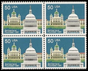 USA, #2532 Schweiz B4, 1991, 4 50c, postfrisch - Bild 1 von 1