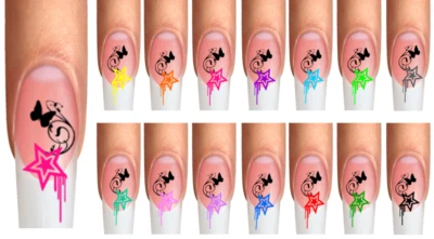 CREATIV.ARTS Wraps Nail Art Tattoos Retro Design, Stars, Frills, Butterfly, Vine