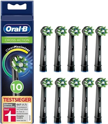 Oral-B Cross Action 10x Original Schwarz Ersatz Zahn Aufsteck Bürstenköpfe