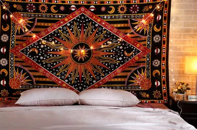 Indian tapestry hippie mandala wall hanging Bohemian bedspread dorm decor throw - Image 1 of 3