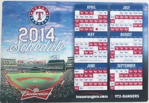 2014 TEXAS RANGERS MAGNETIC SCHEDULE (SGA) – PRE-OWNED - Picture 1 of 1