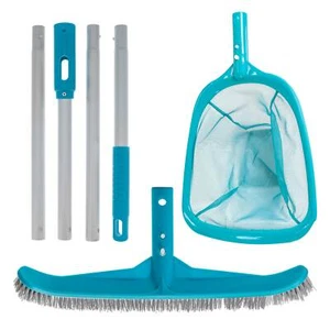 Pool Maintenance Kit with Leaf Skimmer Net, Brush & Adjustable Telescopic Pole - Picture 1 of 5