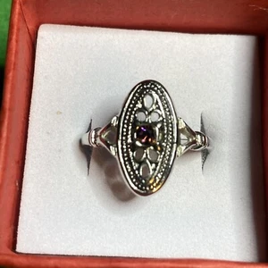 Avon Silver Color Pink Stone Child Birthing Ring Size 5.5 - Picture 1 of 3