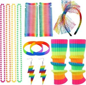 80s Fancy Dress Costumes Accessories, 1980s Party Costume Accessories Set Neon