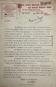 Replica frm the Executive of the Dock, Wharf, Riverside & General Workers’ Union - Picture 1 of 1