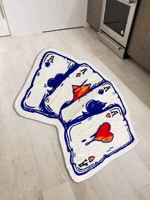 Poker Playing Cards Set Floor Mat Area Runner Rug Living Room Modern Wool Carpet - Image 1 of 4