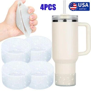 4 Glitter Silicone Boot for Stanley Cup Tumbler Sleeve 20/30/40oz Protect Bottom - Picture 1 of 8