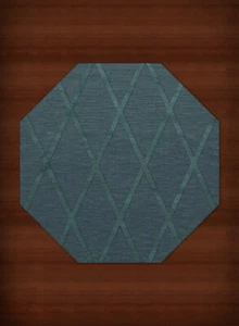 Blue Transitional Hand Hooked Diamonds Criss-Cross Area Rug Geometric DV11 - Picture 1 of 35