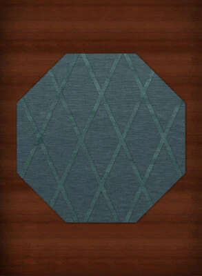 Blue Transitional Hand Hooked Diamonds Criss-Cross Area Rug Geometric DV11 - Image 1 of 2