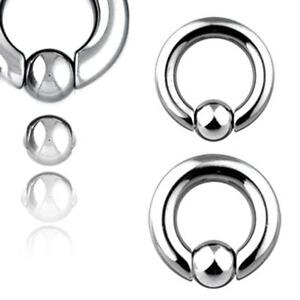 Pair of Spring-Loaded Captive Bead Rings 8g,6g,4g,2g,0g,00g Easy Pop Out C265