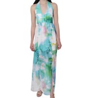 Bebe Blue Floral Chiffon Halter Neck Maxi Dress Ebay