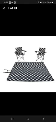 Ozark Trail Blanket And Chair Set New In Box Black And White 2 Chairs 1 Blanket - Image 1 of 3
