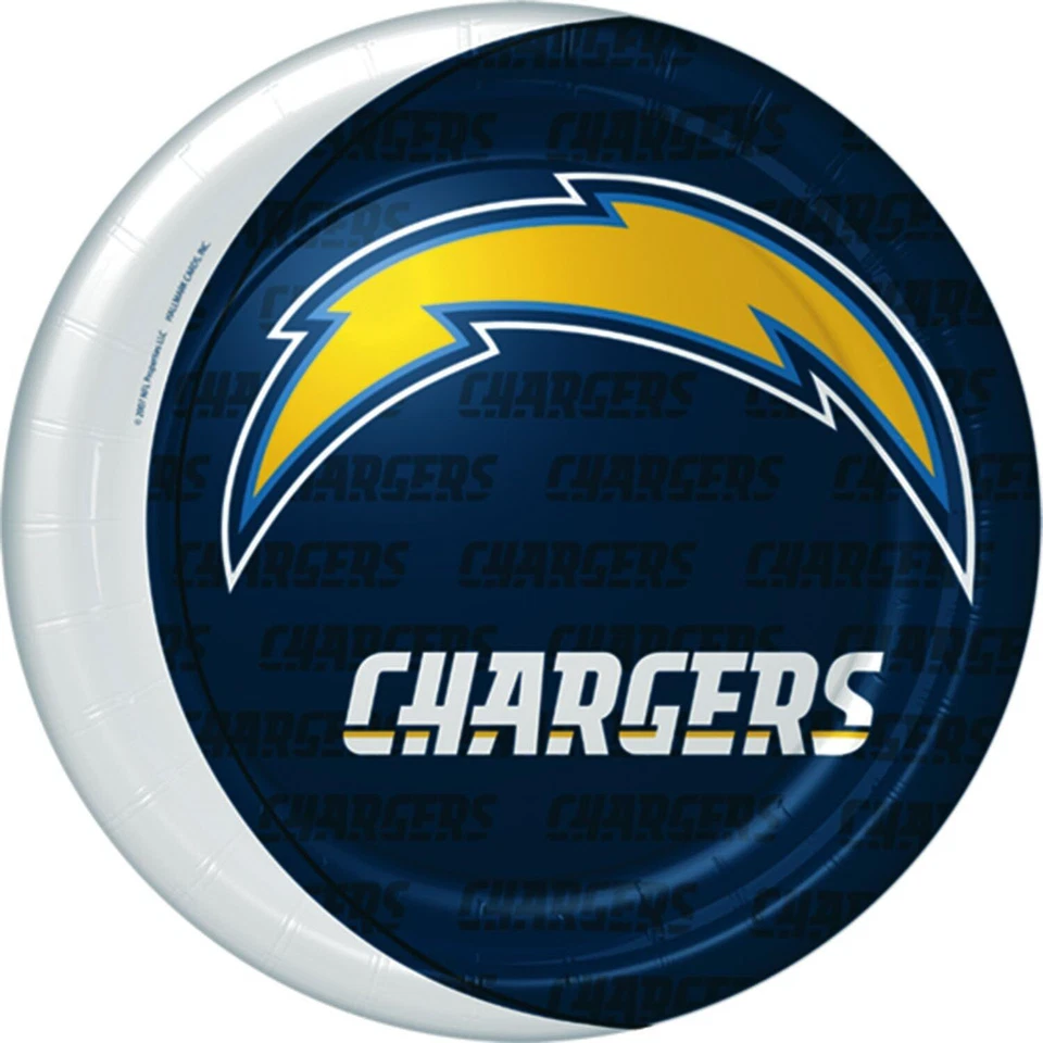 Бумажные обеденные тарелки San Diego Chargers NFL Pro Football Sports для банкетов вечеринок 9 дюймов - Изображение 1 из 1