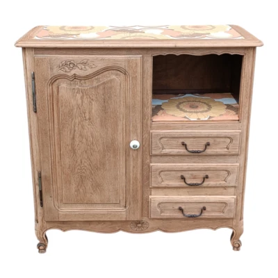 meuble vintage rénové- buffet en chêne massif- pièce unique   - Photo 1/4