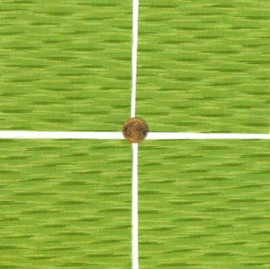 Multi Green and Gold Stripes Treads Fabric 100% Cotton Squares 4 inch sqs ZT1 - Picture 1 of 4