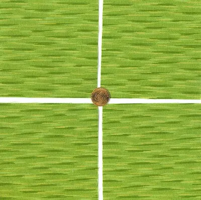 Multi Green and Gold Stripes Treads  Fabric 100% Cotton Squares 4 inch sqs  ZT1 - Image 1 of 4