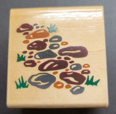 Sello de madera/caucho piedras de camino de rocas de río Foto 1 de 4