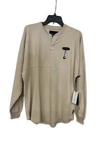 Spirit Jersey Mushroom Shirt Khaki Beige Henley Long Sleeve Cotton Small New - Picture 1 of 9