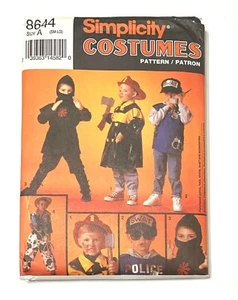 Simplicity Costumes Pattern 8644 SizeA SML Child Fireman Ninja Policeman Cowboy - Picture 1 of 3
