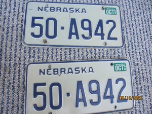 Nebraska License Plate Pair 1986 sticker/ # 50-A942 - Picture 1 of 8