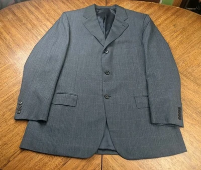 Isaia Napoli Gianluca Para Hombres 48R Traje de Lana Italiana Chaqueta Blazer Gris Azul 3 Btn Foto 1 de 4