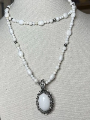 "Collar y colgante Carolyn Pollack de plata de ley ágata blanca de ónix 32"" - 36""" Foto 1 de 4