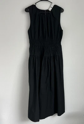 Vestido de jacinto J Crew en popelina de algodón mediano negro CI929 Foto 1 de 4