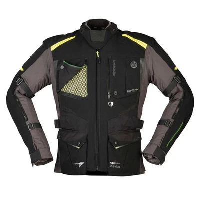 Modeka Talismen Motorradjacke schwarz-dunkelgrau-neongelb - Bild 1 von 3