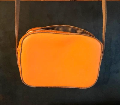 BOLSO BANDOLERA EXC J.CREW MARLO CUERO en NEÓN NARANJA CORREA AJUSTABLE E7335 Foto 1 de 4